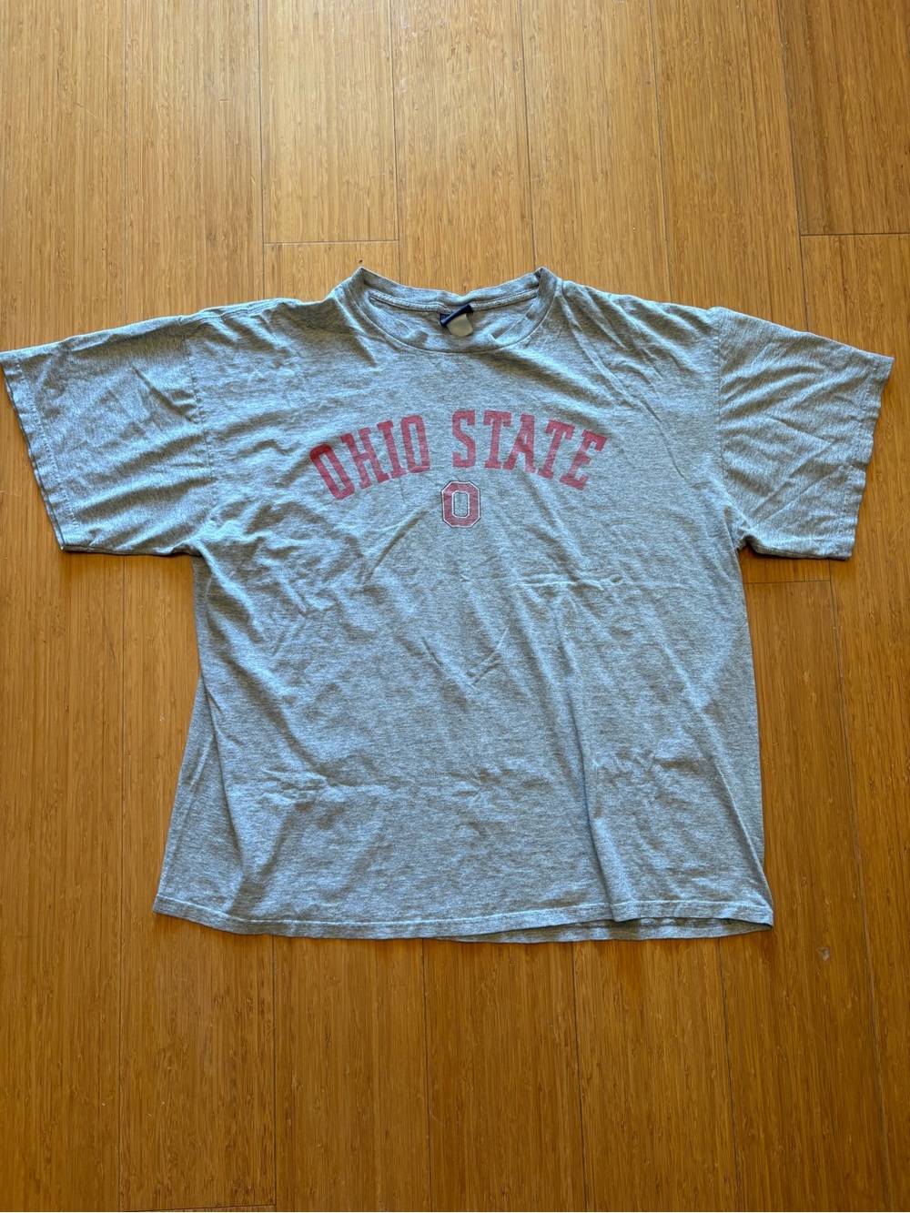 90s vintage Champs Sports Ohio State Buckeyes Short Sleeve T-Shirt, Gray/Red XXL